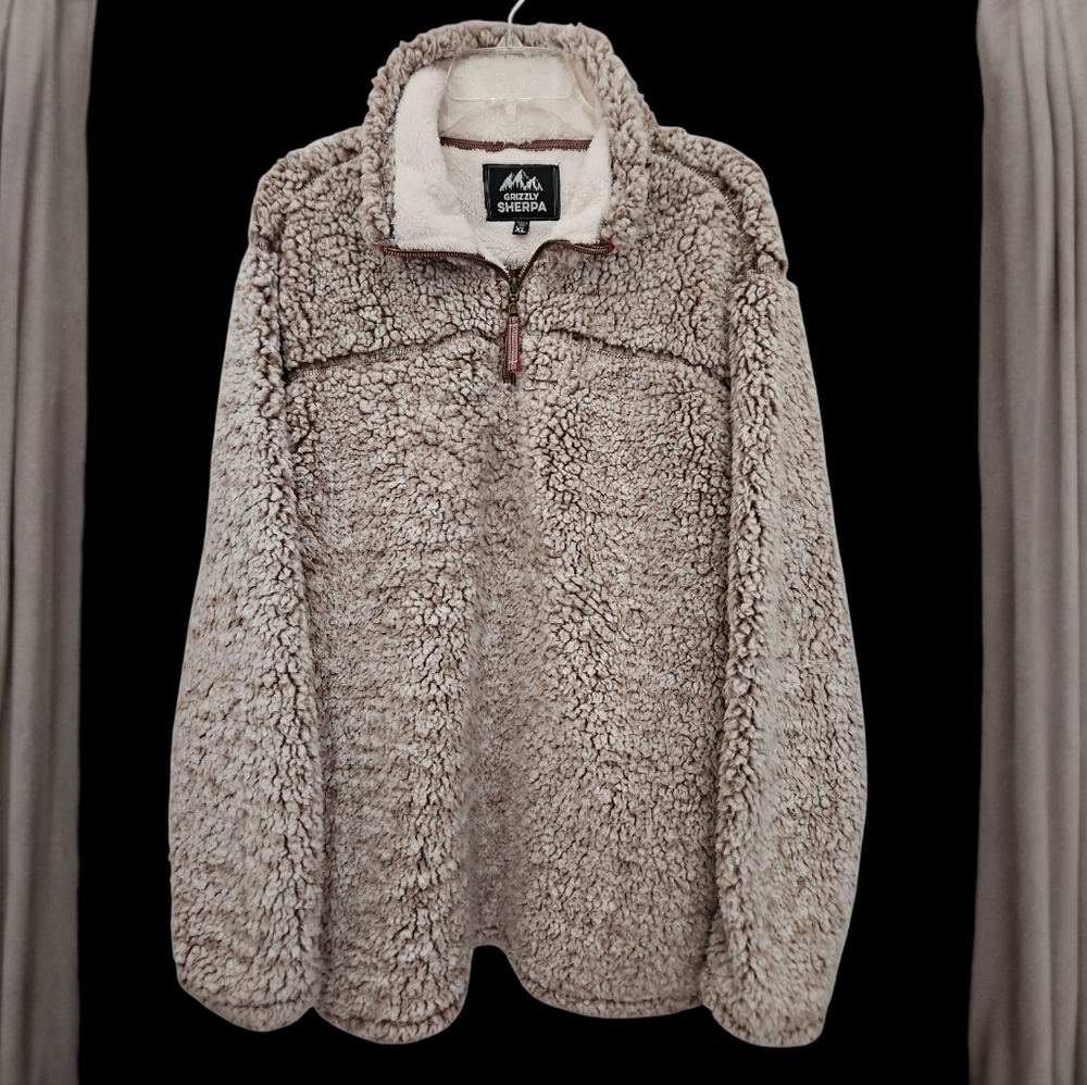 GRIZZLY SHERPA PULLOVER GRAY BROWN SZ XL